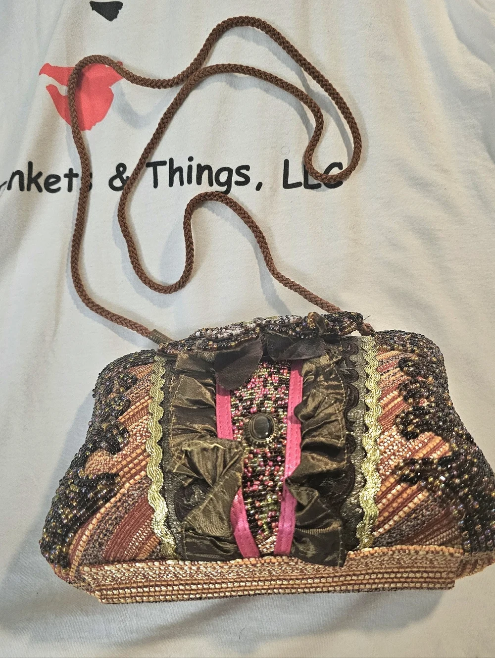 Embellished Multicolor Beaded Shoulder Bag